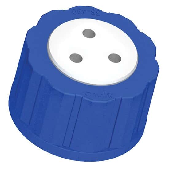Diba Omnifit® T-Series Solvent Bottle Cap, GL38/38-430 (glass), 3 Luer Ports without Valve