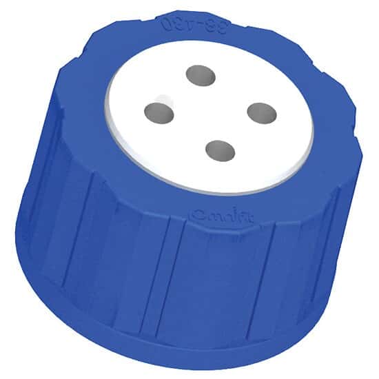 Diba Omnifit® T-Series Solvent Bottle Cap, GL32, 2 Luer Ports Without