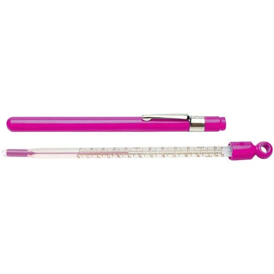 Digi-Sense Pocket Liquid-In-Glass Thermometer, 0 to 220°F, Closed Plastic Case, Organic Liquid Fill