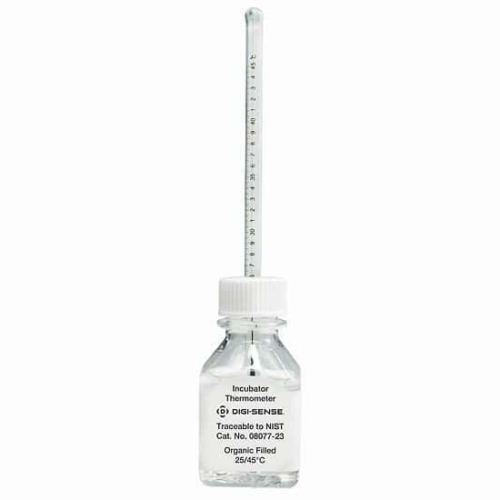 DigiSense Certified Incubator Bottle Thermometer, 25/45C 190mm Length