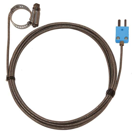 Digi-Sense Type-T Hose Clamp Probe 0.50 -1.50 OD Mini-Connector, Grounded 10ft SS Braid Cable