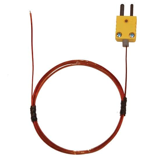 Digi-Sense Type-K, Kapton-Insulated Probe, Mini-Connector, Exposed, 5ft 30 -Gauge, 6 Pk
