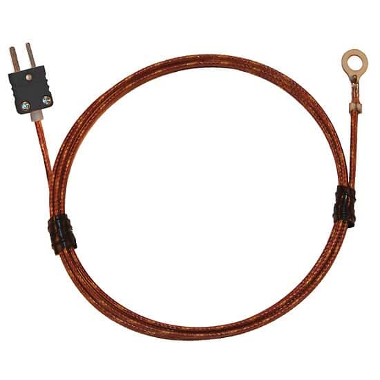 Digi-Sense Type J Economic Bolt On Thermocouple Probe #6 Screw with Mini-Connector, 12