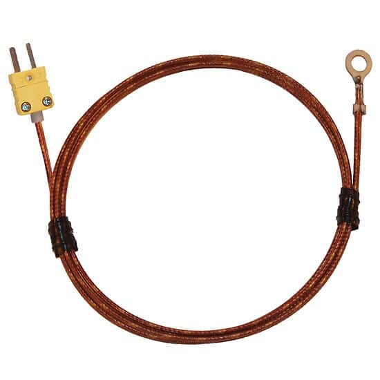 Digi-Sense Type K Economic Bolt On Thermocouple Probe #6 Screw with Mini-Connector, 24