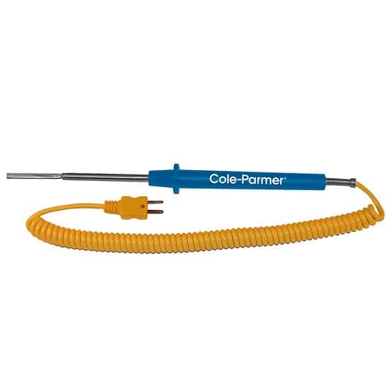 Digi-Sense Type K Flat-Leaf Thermocouople Probe, with Mini-Connector, 4.5
