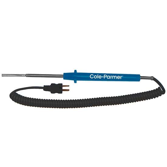 Digi-Sense Type J Flat-Leaf Thermocouople Probe, with Mini-Connector, 4.5