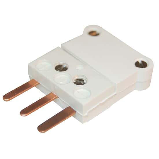 Digi-Sense RTD Connector, White 3-Blade ANSI, Male, 1/Ea