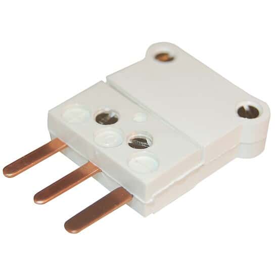 Digi-Sense RTD Connector, White 3-Blade ANSI, Male, 5/Pk