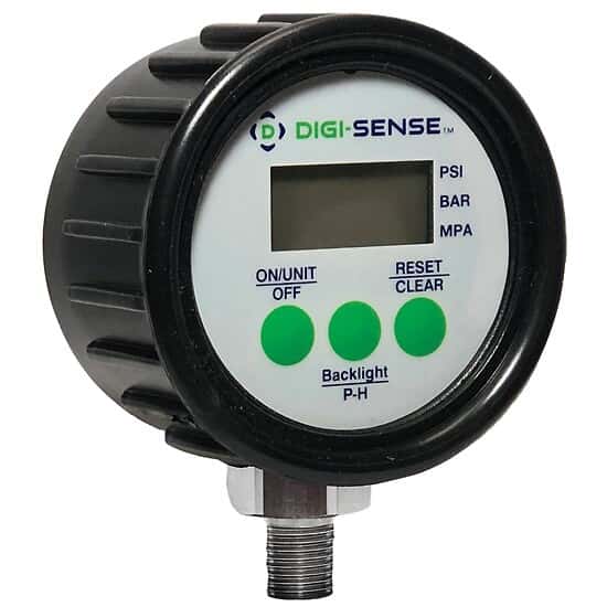 DigiSense Digital Pressure Gauge, 0 to 30 psi, 2.5" dia, 1/4" NPT(M