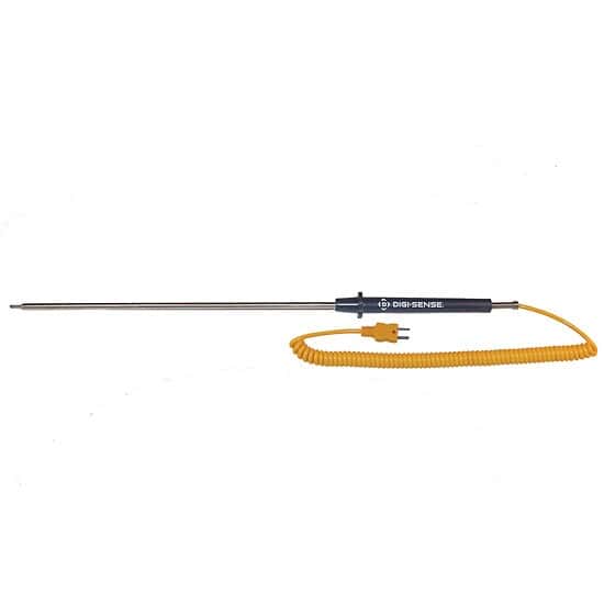 Digi-Sense Type-K, Extra-Long Stainless Steel Probe, Mini-Connector, 10