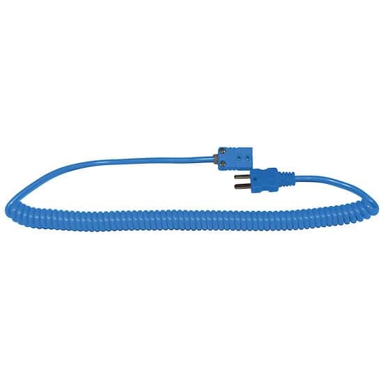Digi-Sense Coiled Extension Cable, Type T, Male to Female Mini-Connector, 5 ft Length