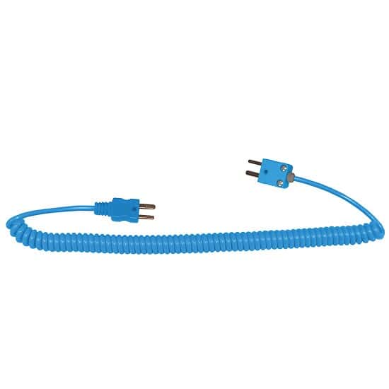 Digi-Sense Coiled Extension Cable, Type T, Male to Male Mini-Connector, 5 ft Length