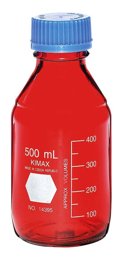 DWK Life Sciences (Kimble) 14399-500 Media Bottle, Amber, Graduated, 500 mL, 1/ea