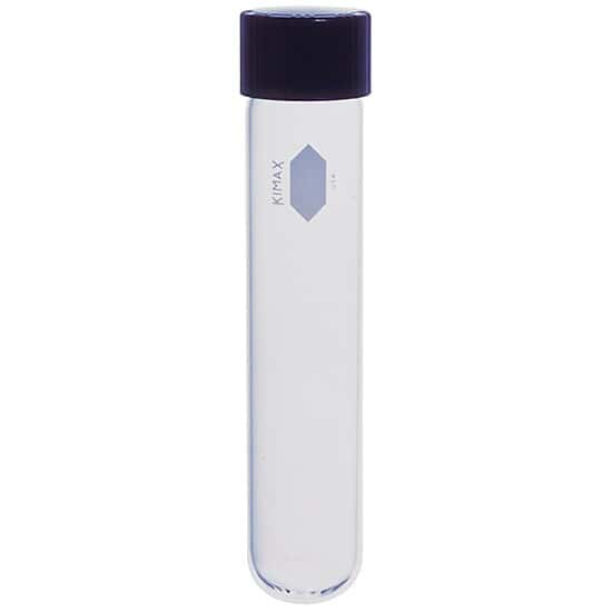 DWK Life Sciences (Kimble) KIMAX® Reusable Culture Tubes with Unattached Cap, PTFE-Faced Rubber Liner, 20 x 150 mm, 30 mL; 192/CS