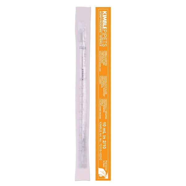 DWK Life Sciences (Kimble) 72115-5110 Sterile Shorty  Plugged Glass Pipettes, 5mL, TD; 200/Cs (Indv)