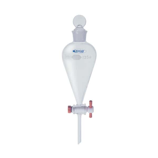 DWK Life Sciences (Kimble) KC29048T-250 Separatory Funnels With Glass Stopper, PTFE, 250 ml, 4/cs