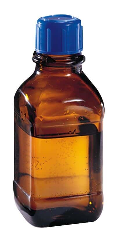 DWK Life Sciences (Wheaton) 844025 Amber Glass Safety Bottle, USP Type 3, Square, 250 mL, 33 mm cap