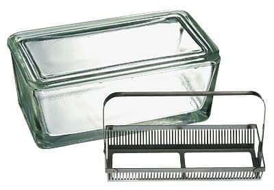 DWK Life Sciences (Wheaton) Staining Dish System with SS Rack and Cover; 50-Slide Capacity