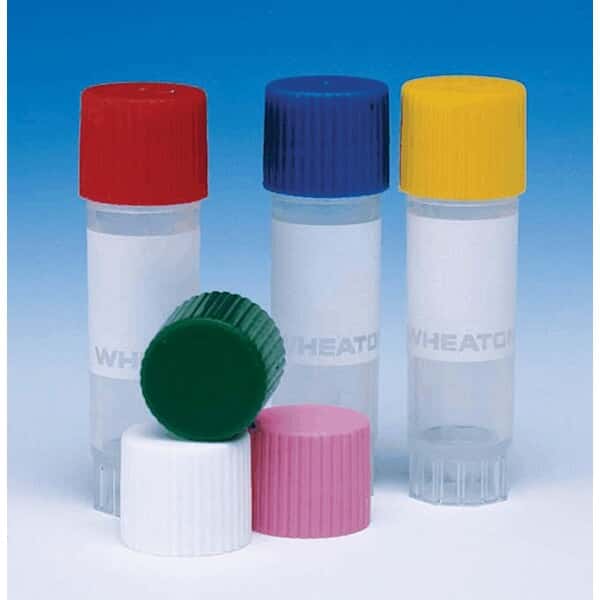 DWK Life Sciences (Wheaton) CryoELITE® Cryogenic Vials, Sterile, Polypropylene, External Thread, Flat Bottom, White Cap, 2 mL; 500/Cs