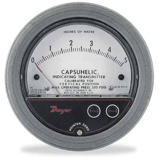 Dwyer 631B3 Capsuhelic Differential Pressure Transmitter, 5" WC from