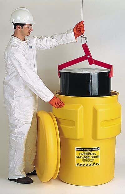 Eagle 1661 Qverpack Salvage Plastic Drum Barrel, Screw-On Lid, 65 Gal