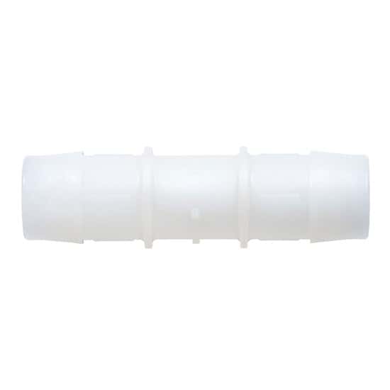 Eldon James Hose Barb Fitting, Straight Union, Natural Kynar®, 5/8