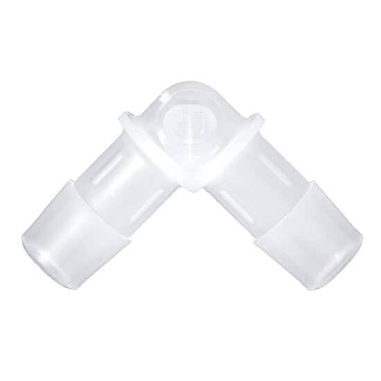 Eldon James Hose Barb Fitting, 90° Elbow, Animal-Derivative-Free Polypropylene, 1/16