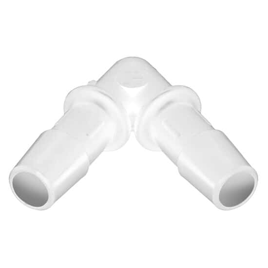 Eldon James Hose Barb Fitting, 60° Elbow, Animal-Derivative-Free Polypropylene, 3/8