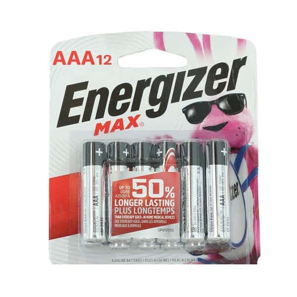 Energizer E92 Max Alkaline AAA Batteries, 1100 mAh, 1.5 V; 12/Pk
