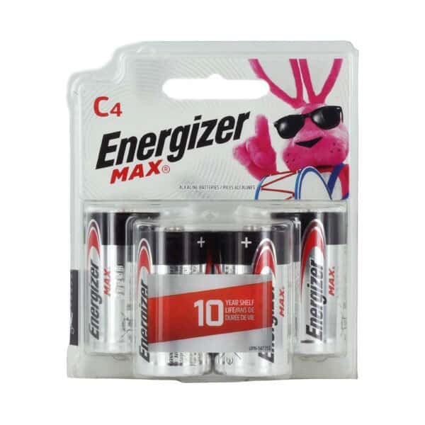 Energizer E93VP Max Alkaline C Batteries, 7200 mAh, 1.5 V; 4/Pk