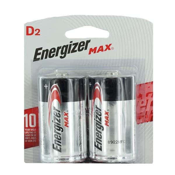 Energizer E95VP Max Alkaline D Batteries, 1.5 V; 2/Pk