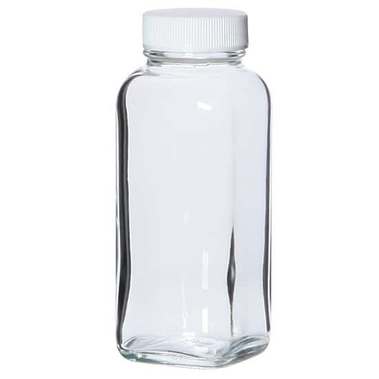 Environmental Express French Square Glass Bottle, Level 1, Clear, 500 mL; 40/CS