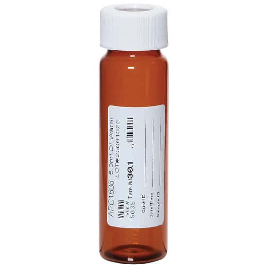 Environmental Express APC1592 Amber VOA Vials, 40 mL, Open-Top Cap, 0.1 mL 1:1 Phosphoric acid; 72/Cs