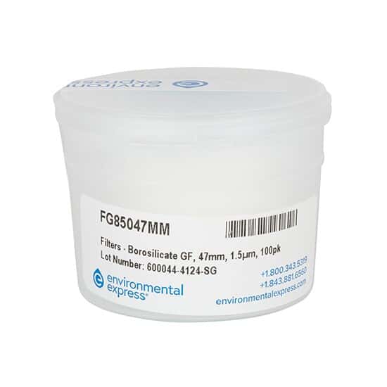 Environmental Express Raw Borosilicate Glass Fiber Filters, 1.5um, 110 mm; 100/Pk