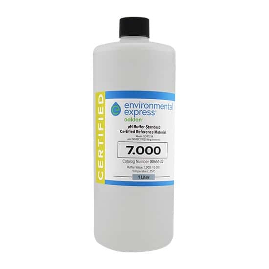 Environmental Express Oakton CERTIFIED CRM pH Buffer, Clear, pH 7, 1000 mL