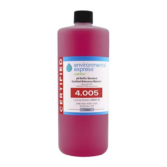 Environmental Express Oakton CERTIFIED CRM pH Buffer, Red, pH 4; 1000 mL