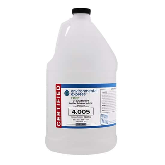 Environmental Express Oakton CERTIFIED CRM pH Buffer, Clear, pH 4, 4 L