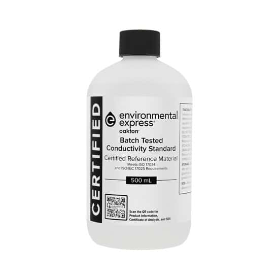 Environmental Express Oakton CERTIFIED CRM Conductivity and TDS Standard, Batch-Tested, 1 µS; 500 mL