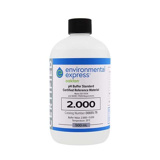 Environmental Express Oakton CERTIFIED CRM pH Buffer, Clear, pH 2.000; 500 mL