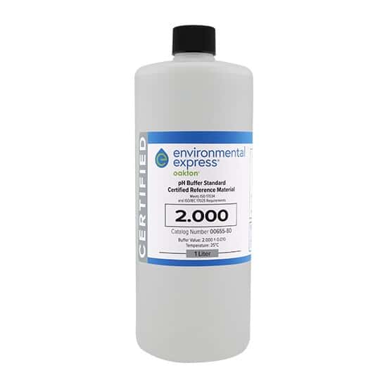 Environmental Express Oakton CERTIFIED CRM pH Buffer, Clear, pH 2.000; 1000 mL
