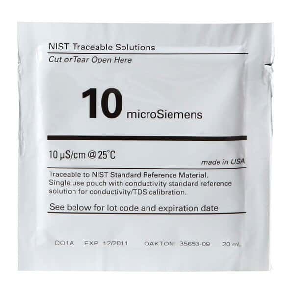 Environmental Express Oakton Conductivity Calibration Pouches, 10 µS; 20/Pk