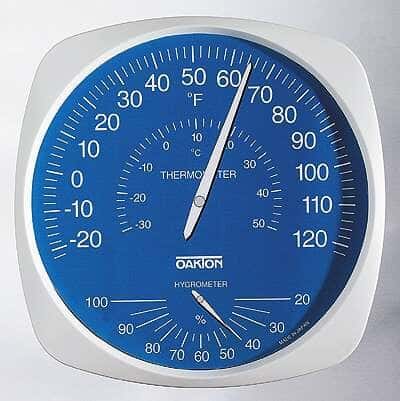 Environmental Express Oakton 1013-00 Large-Dial Thermohygrometer, 25 to 80% RH/, -22 to 122F