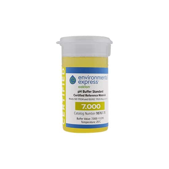 Environmental Express Oakton CERTIFIED CRM One-Shot Buffer Solution, Yellow, pH 7.000; 6 x 100 mL Vials