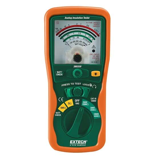 Extech 380320 Analog Insulation Tester, 1000 V