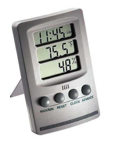 Extech Thermohygrometer Clock, 10 to 99% RH, 14 to 140°F