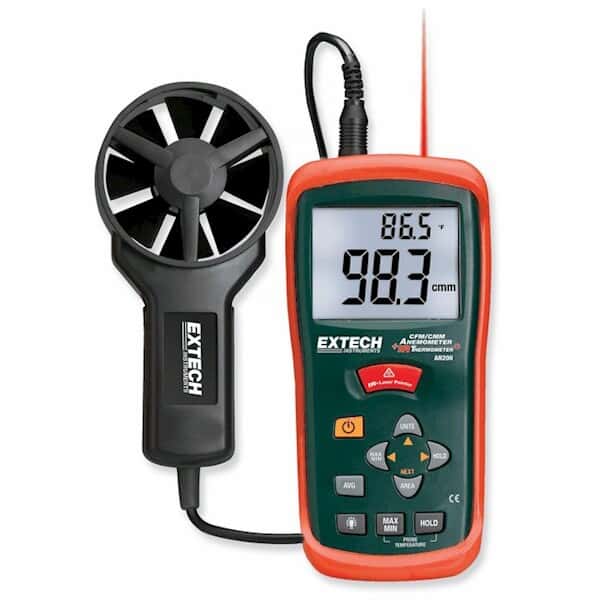Extech AN200 EasyView CFM/CMM Vane Thermoanemometer with IR Thermometer,