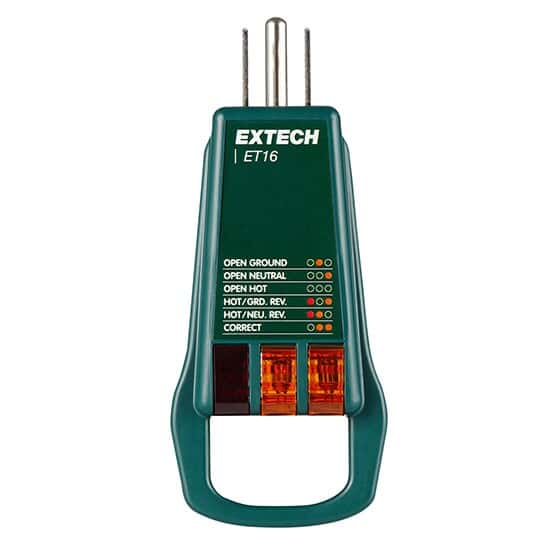 Extech ET16 Receptacle Tester with Pull Bar