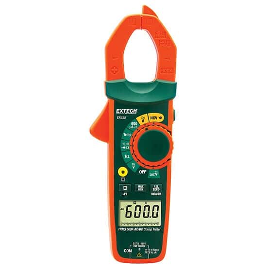 Extech EX655 True RMS 600A Clamp Meter with NCV; AC/DC
