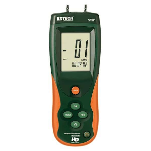 Extech HD750 Heavy-Duty Differential Pressure Manometer, 5 psi