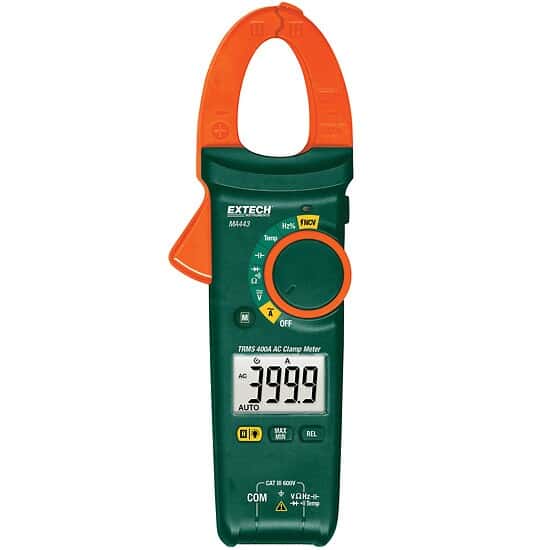 Extech MA443 TrueRMS Clamp Meter with NCV and Type K, 400 A AC
